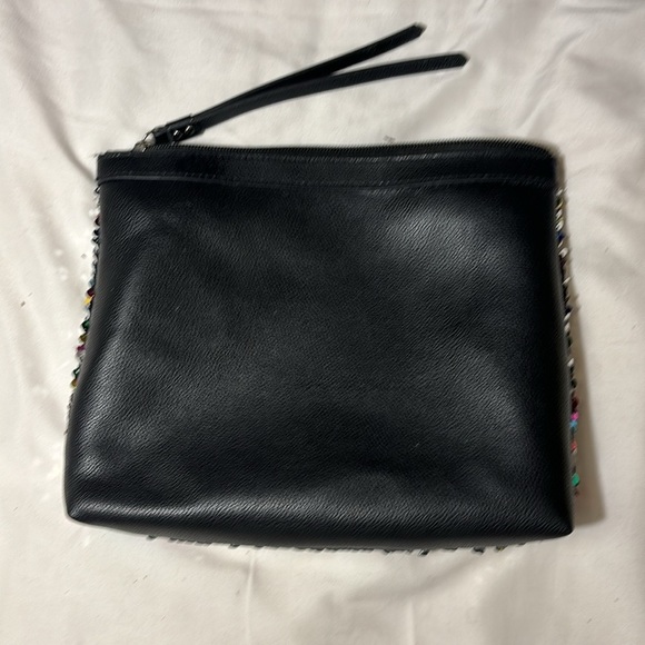 Victoria Secret Black Multicolor Sequin Pouch Make Up Bag - Picture 5 of 7